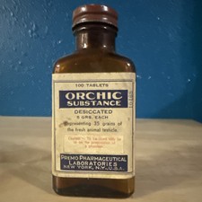 Vintage Premo Orchic Substance Bottle Desiccated Animal Testicle picture