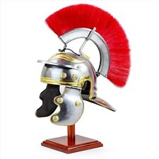 Medieval Century Red Crest Roman Centurion Gallic Smiths Helmet for LARPERS picture