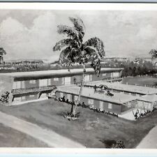 c1950s Vero Beach FL Shores Colony RPPC Motel Art Drawing Real Photo PC Fla A244 picture