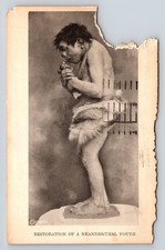 1946 Neanderthal Youth Restoration Postcard Field Museum Chicago picture