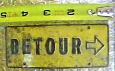 Small Tin Metal Vintage Detour Yellow/Black Sign Licence Plate picture