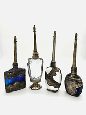 Vintage XL Moroccan Perfume Glass Bottles Sprinkler [4] Metal Filigree Cobalt picture