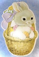 Vintage Eureka USA MADE Easter Bunny Rabbit Die Cut Cardboard Duel Sided Kitsch picture