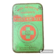 VINTAGE 1940'S Boy Scouts Of America First Aid Kit By Johnson & Johnson Tin picture
