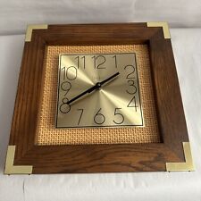 Vintage MID CENTURY MODERN LINDEN SQUARE WALL CLOCK BRASS CORNERS RARE DESIGN picture
