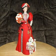 Avon 1997 Mrs Albee Ceramic Figurine Presidents Club Award Red Dress With Poodle picture