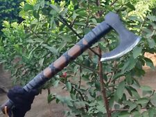 Handmade Rare Art Carbon Steel Blade Viking Throwing Axe AshWood Leather Handle picture