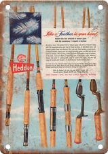 Vintage Heddon Fishing Rod Ad Reproduction Metal Sign FF14 picture
