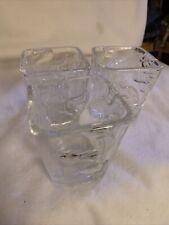 Set of 3 Vintage Partylite Clear Glass Votive Holders Fall Leaves picture