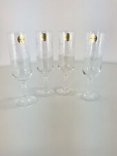Set Of Four Princess House Lead Crystal Champagne Glasses With Etched Flowers. picture