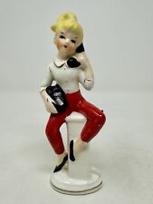 VTG MCM Teen Girl On Phone Figurine W/Photo Holder JAPAN 1950 picture