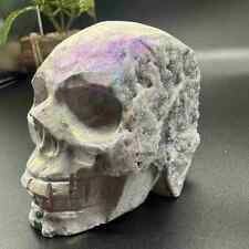 635g electroplate Natural sphalerite hand carved skull decor gem Healing picture