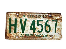 1965 Illinois Land of Lincoln Green Metal Expired License Plate HV 4567 VTG picture