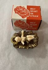 Vintage Plastic Holy Infant on Straw - Baby Jesus in Manger - Hong Kong 4015 picture