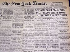 1937 JAN 30 NEW YORK TIMES - NEW AUTO PEACE PLAN FAILS, PERKINS, SLOAN - NT 424 picture