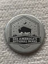 SEE AMERICA'S NATIONAL PARKS SPECIAL ISSUE MEDALLION BISON HIKE CAMP VACATION picture