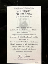 JACK DANIELS MATCHBOX COA FOR THE 1926 FORD MODEL TT FROM 2000 picture