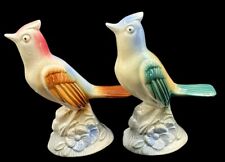 Pair Of Vintage Royal Copley 5 Inch Porcelain Lark Birds On Bases picture
