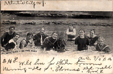 1906 Atlantic City Group Swimming Beach Surf New Jersey NJ Postcard Ocean Waves picture