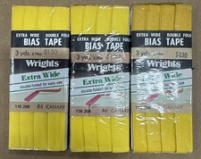 3 Pkgs VTG 1983 Wrights Poly/Cotton Wide Bias Tape Canary 86 #116 206 3 yds ea picture