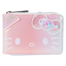 ✿ New LOUNGEFLY Sanrio Hello Kitty Zip Card Wallet Shiny Pink 50th Anniversary picture