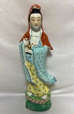 Antique Chinese Porcelain Kwan Yin Figurine Famille Rose Artist Signed 12