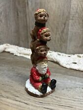 Santa Statue Sitting with 3 Bears on Top Christmas Holiday Decoration picture