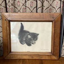 Playful Kitten by Clara Turley Newberry, framed Pudge 1955 Antique Frame picture