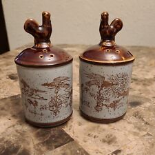 VTG Enesco Stoneware salt and pepper shakers Rooster Weather vane Fair Winds picture