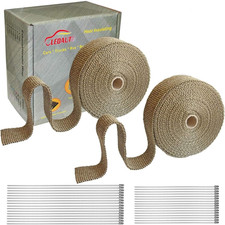 2 Roll 2" X 50' Titanium Exhaust Heat Wrap Roll for Motorcycle Fiberglass Heat S picture