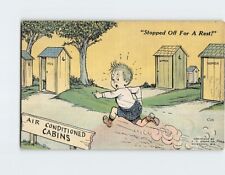 Postcard A Boy Running to the Outhouse Comic Art picture