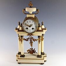 Antique A D Mougin French Alabaster Column Clock Just Serviced picture