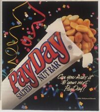 PayDay Candy Bar 1989 Vintage Print Ad 4.5x5 Inches Wall Decor picture