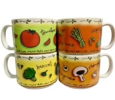 Lot of 4 MSC Illustration de / by Jocha Vegetable Stackable Soup Mugs 16 oz cap  picture