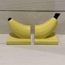 VINTAGE BANANA BOOKENDS CERAMIC DECOR POP ART BRIGHT YELLOW MODERN FRUIT picture