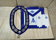 Masonic Regalia Blue Lodge Officer Senior Deacon Apron, Silver Chain Collar, Jew picture