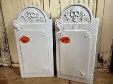 Blow Mold Halloween Gravestone Tombstones Union Products Don Featherstone PAIR picture