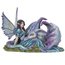 Pacific Giftware Cold Cast Resin Fairy and Lying Sleeping Dragon Figurine, In... picture