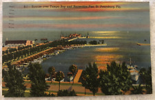 Post Card FL St Petersburg Sunrise over Tampa Bay & Pier Posted 1956 picture