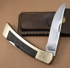 VTG Geber USA Sportsman II 2 Lockback Hunting Knife & Personalized Leather Pouch picture