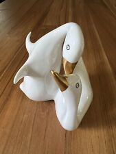 Vintage Hollohaza Hungary Hand Painted Porcelain Two Geese Figurine Bird Duck picture