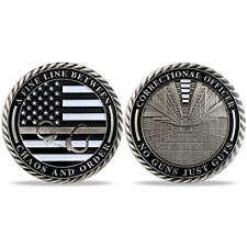 Correction Officer Challenge Coin Law Enforcement Silver Line Gift picture