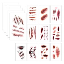 121Pcs Zombie SFX Makeup Scar Tattoo Stickers for Large, Red Scar-121 picture