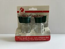 Vintage GEMCO The Flip Top Salt & Pepper Shakers Glass Green Lid New In Box picture