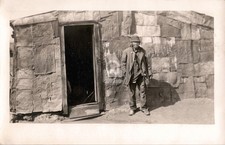 1910s Asian Man Outside Shack Immigrant Poverty RPPC Photo Postcard COPY picture