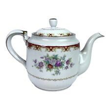 Spoto China Teapot Occupied Japan Rare Multi Color Flowers Gold Trim picture