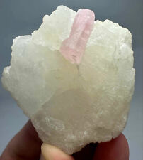 153 Gram Unique Pink Tourmaline Crystal On Beryllonite From Skardu Pakistan picture