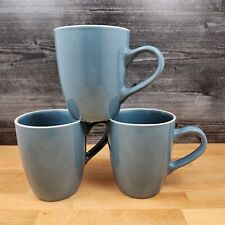 Mainstays Coffee Tea Cup Set of 3 Mugs in Blue with White Trim 16oz picture