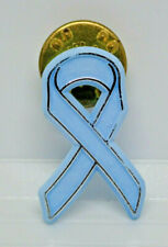 Light Blue Awareness Ribbon Silver Lining Vintage Lapel Pin picture