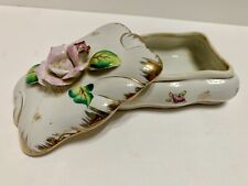 Vintage Bone China Flower Trinket Dish Ornate Flower Decoration. 4-1/2”x3-1/2” picture